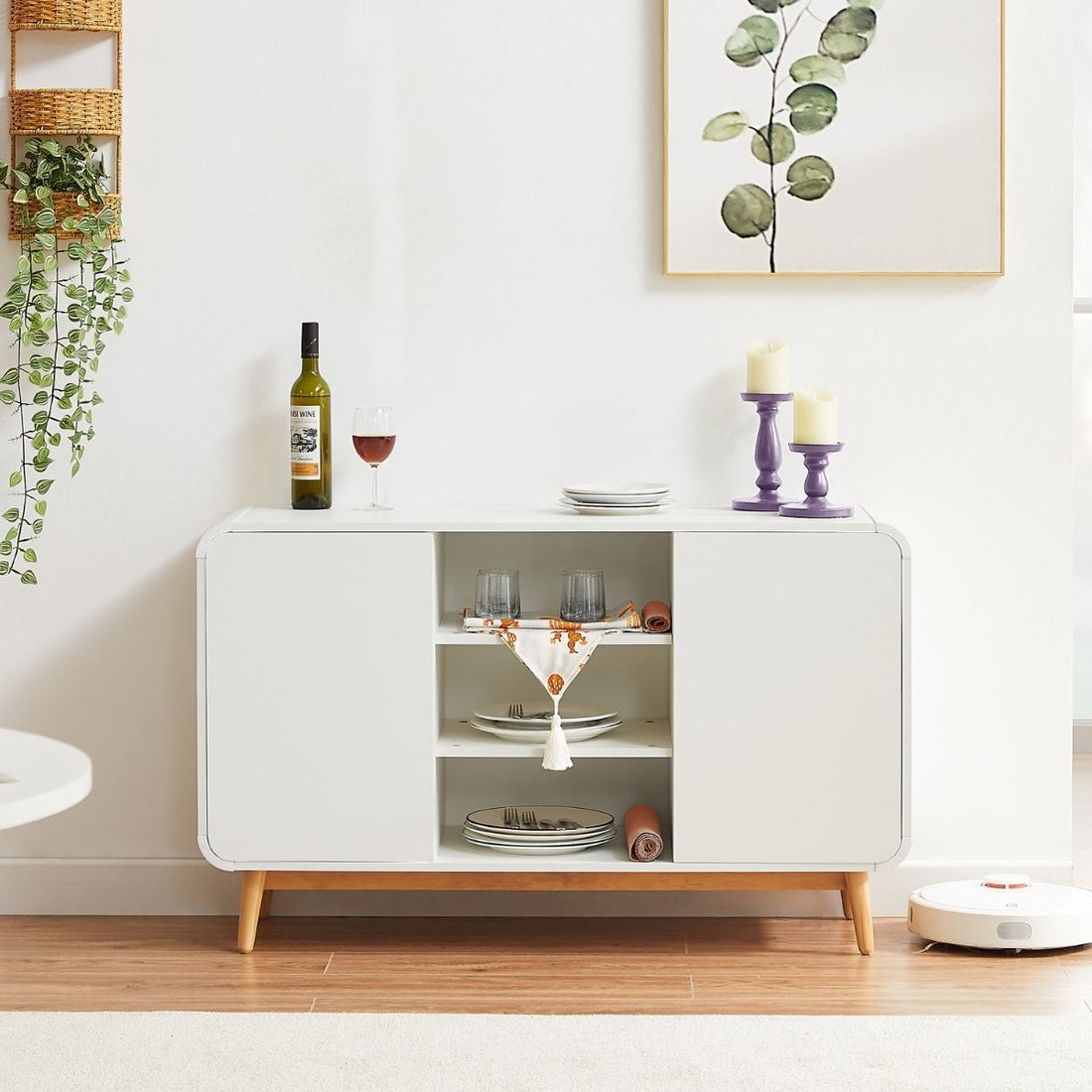 White Modern Retro Sideboard & TV Cabinet