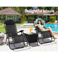 Sun Lounge Zero Gravity Chair Table Outdoor Folding Recliner Reclining