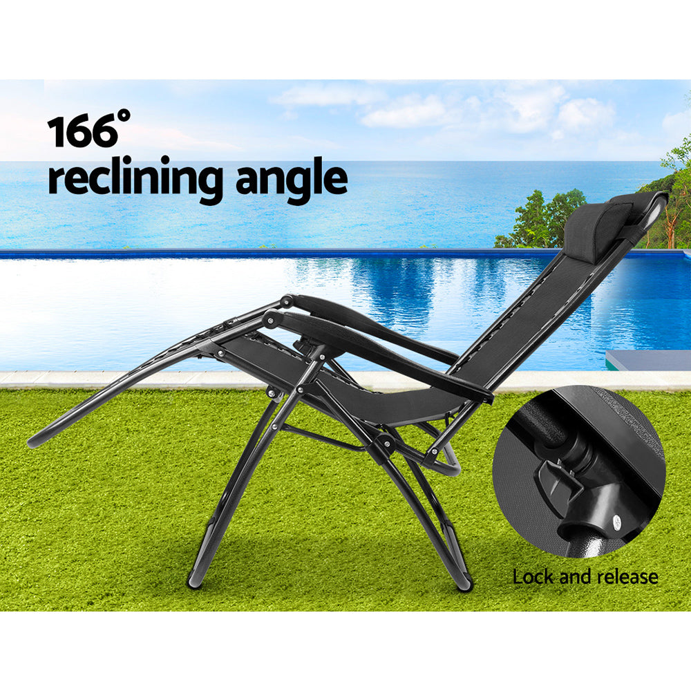 Sun Lounge Zero Gravity Chair Table Outdoor Folding Recliner Reclining