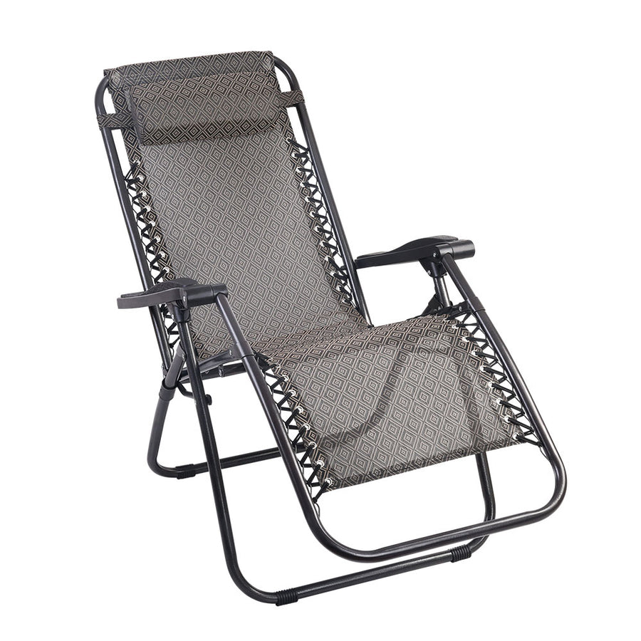 Zero Gravity Recliner Chairs Outdoor Sun Lounge Beach Chair Camping - Beige