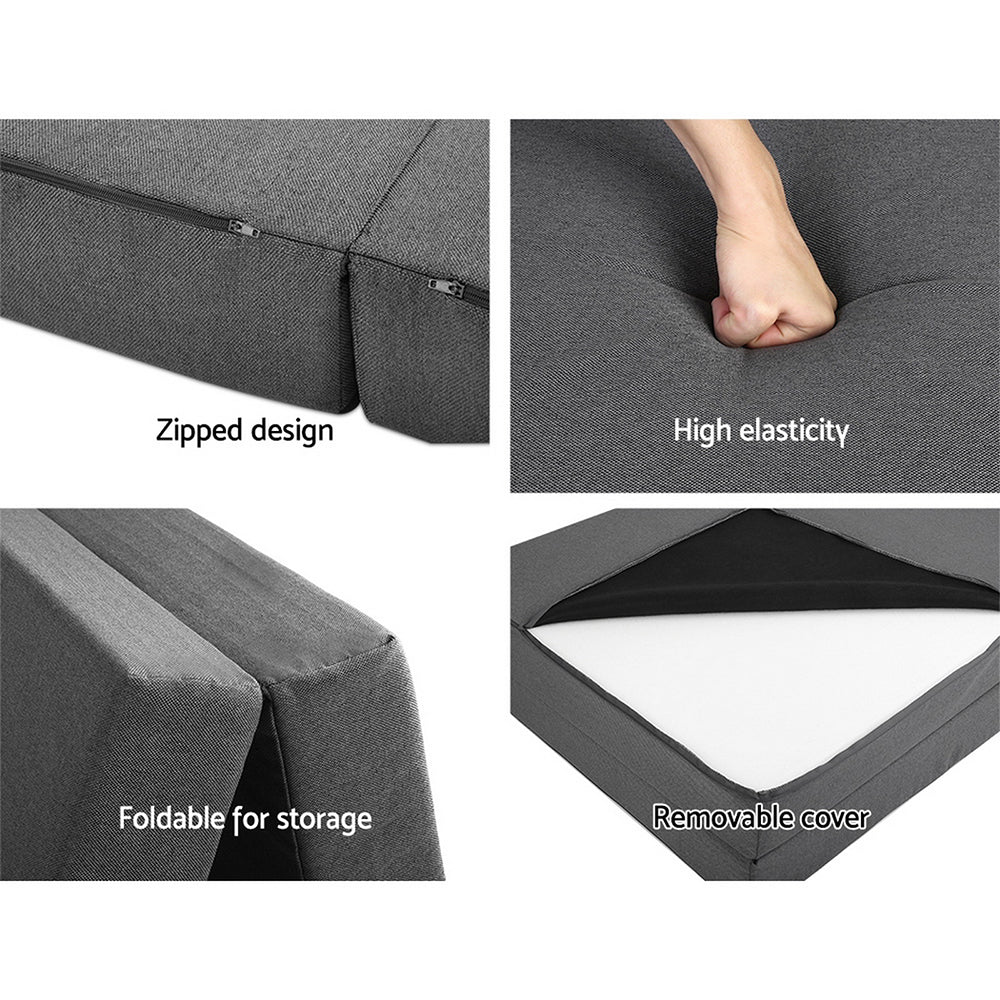 Double Size Folding Foam Mattress Portable Bed - Dark Grey