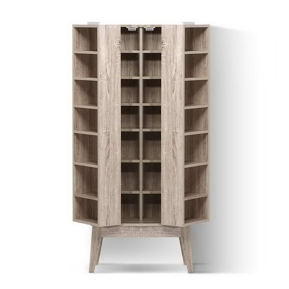 Media Storage Display Shelf Folding Cabinet - Oak