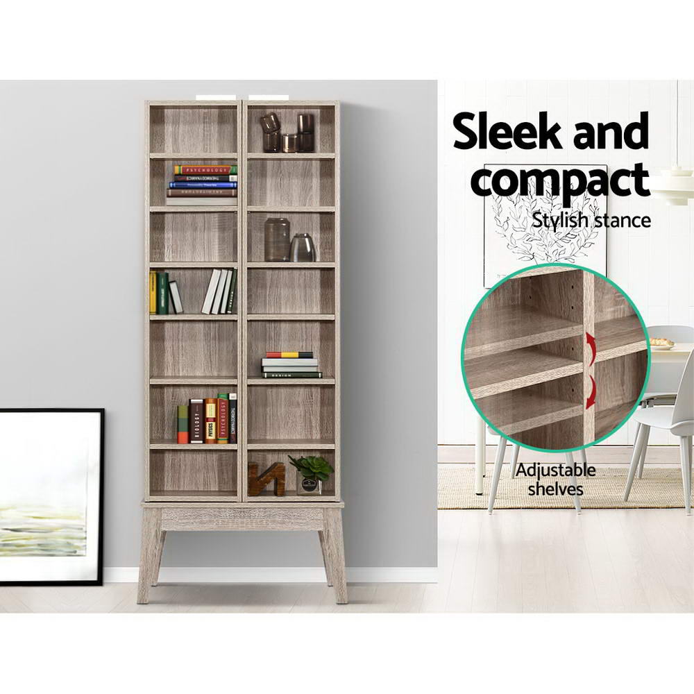 Media Storage Display Shelf Folding Cabinet - Oak