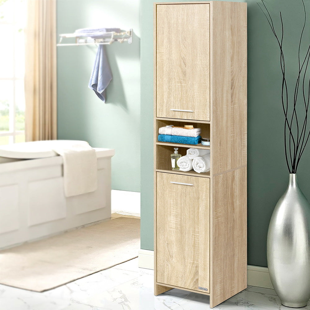 Oak Freestanding Tallboy Bathroom Cabinet