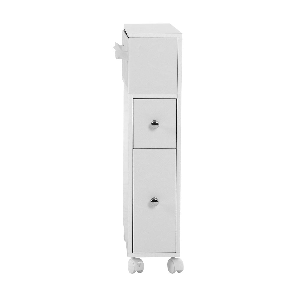 White Bathroom Storage Cabinet With Wheels