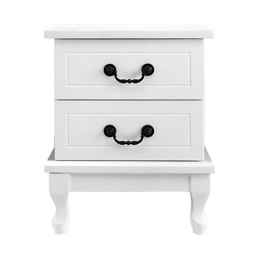 White Bedside Table with 2 Drawers