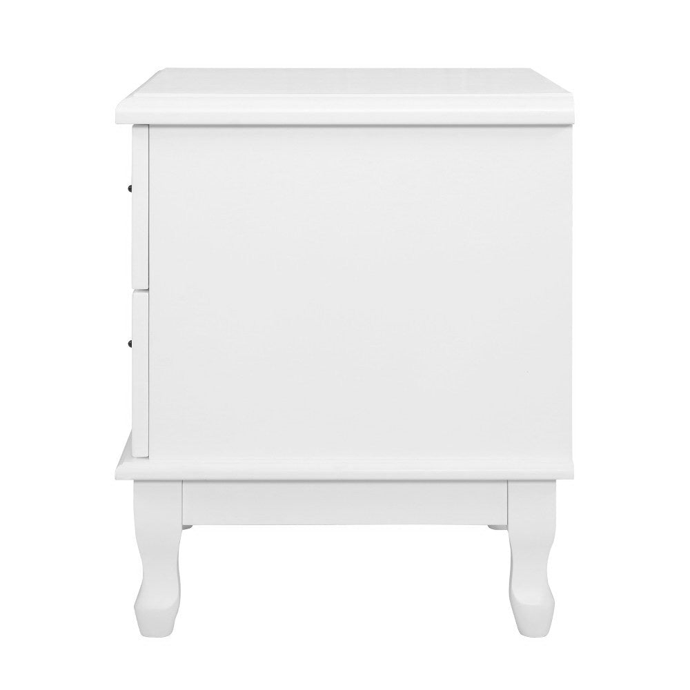 White Bedside Table with 2 Drawers