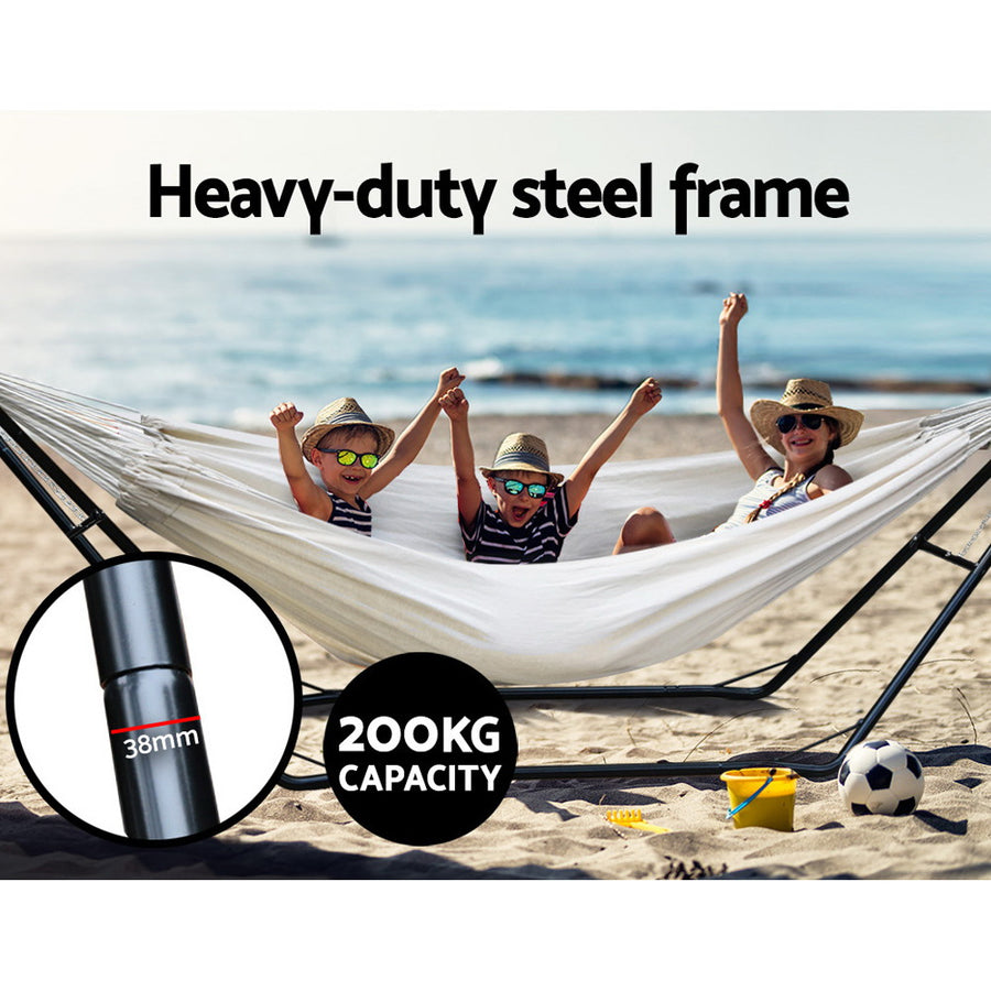 Hammock Bed with Steel Frame Stand - Cream