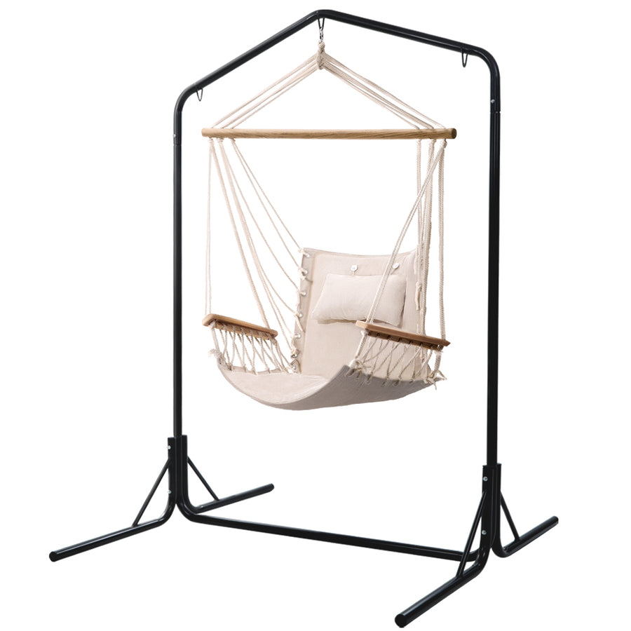 Outdoor Hammock Chair with Stand Swing Hanging Hammock Garden Cream