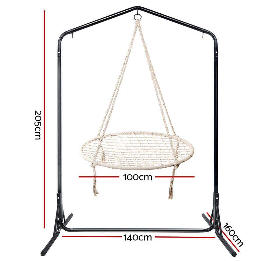 Hammock Chair Kids Swing with Stand 100cm - Cream