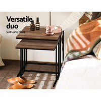 Sofa End Table Wooden Metal Frame - Nested