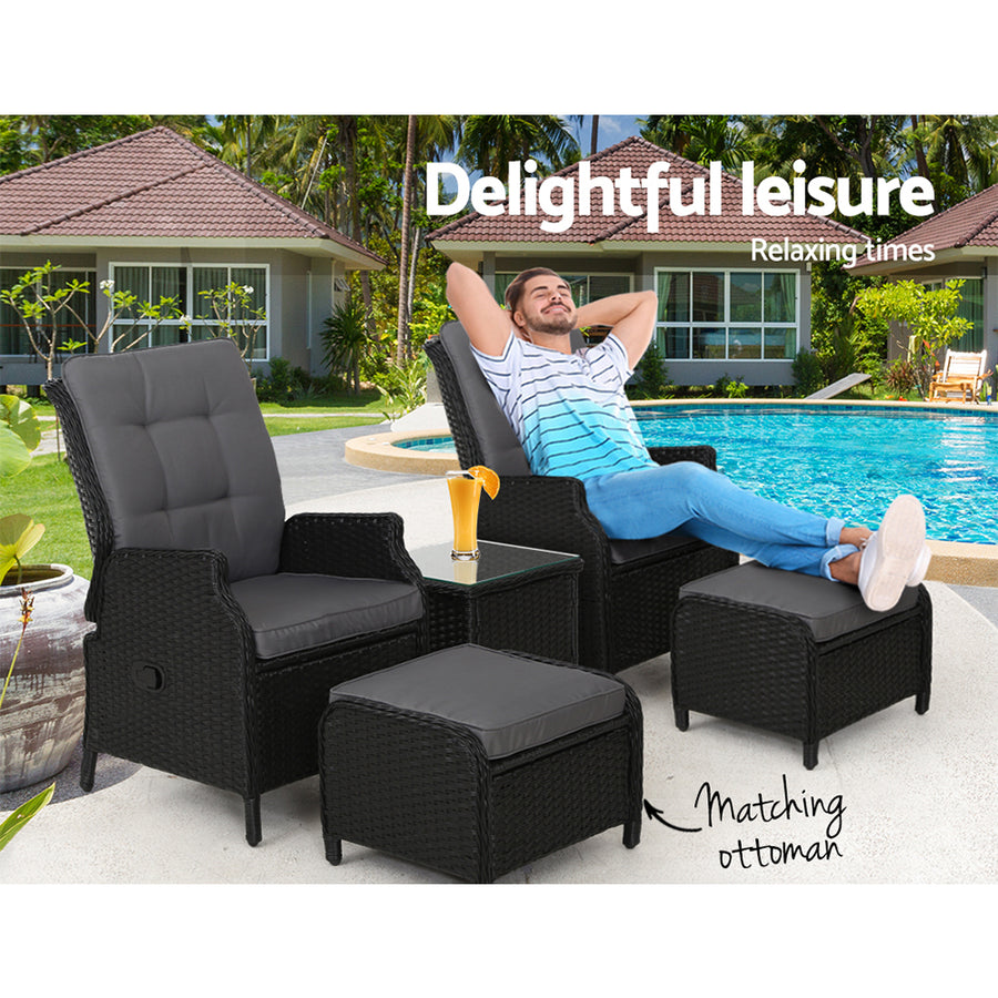 Recliner Chairs Sun lounge Setting Outdoor Furniture Patio Garden Wicker