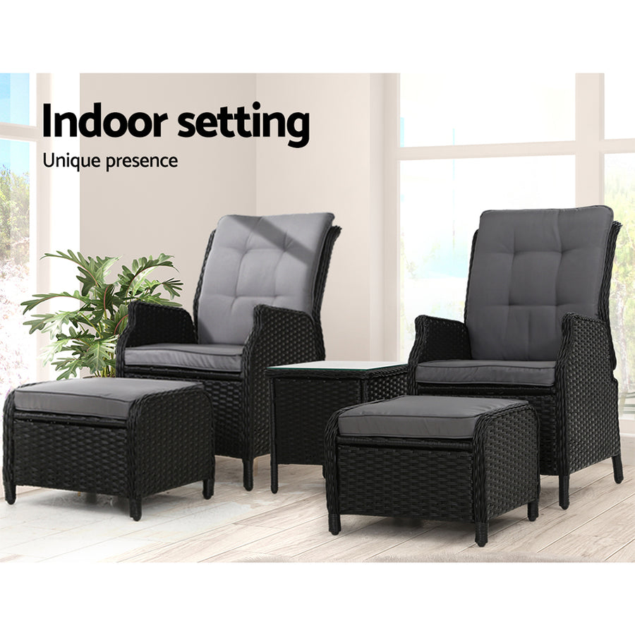 Recliner Chairs Sun lounge Setting Outdoor Furniture Patio Garden Wicker