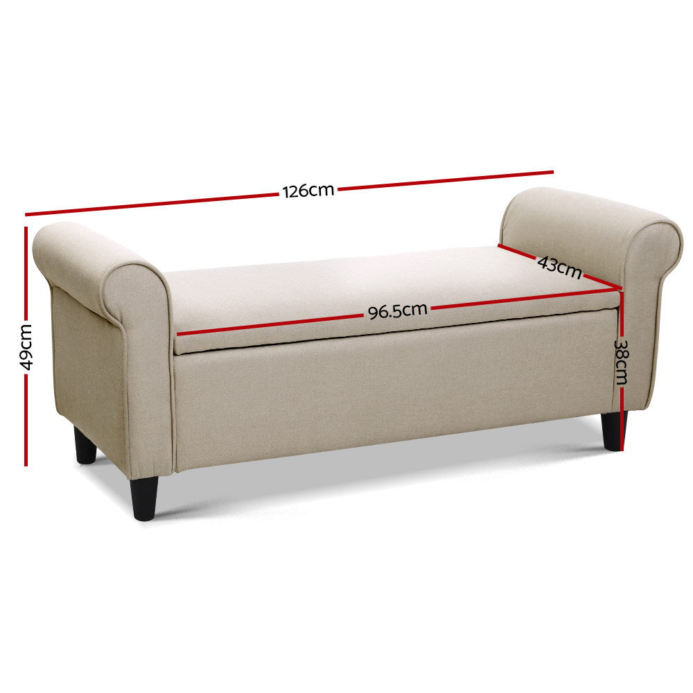 Storage Ottoman Fabric Bench - Large