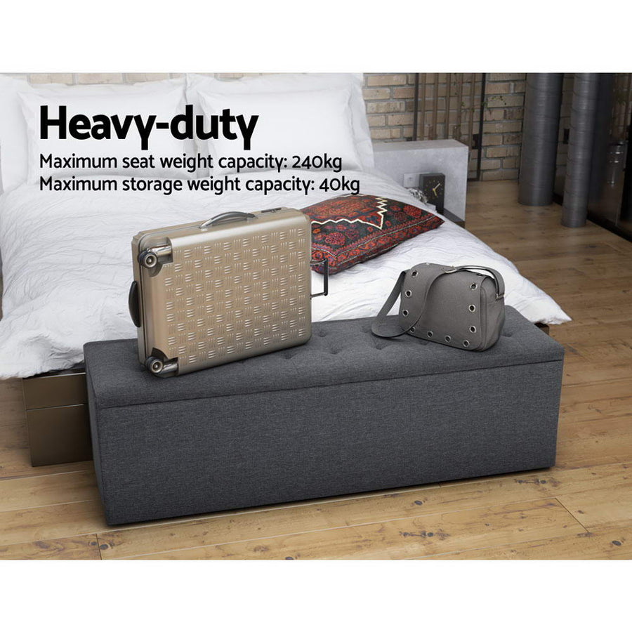 Storage Ottoman Fabric Bench - Grey