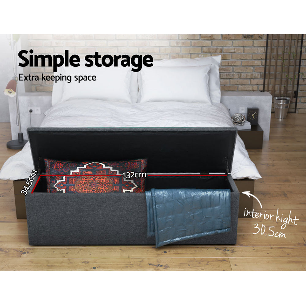 Storage Ottoman Fabric Bench - Grey