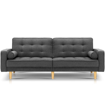 3 Seater Sofa Bed Recliner - Plush Fabric Dark Grey 1950mm