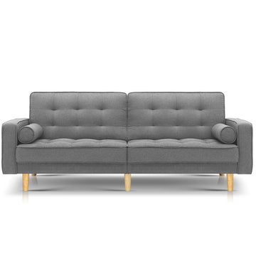 3 Seater Sofa Bed Recliner - Plush Fabric Light Grey 1950mm