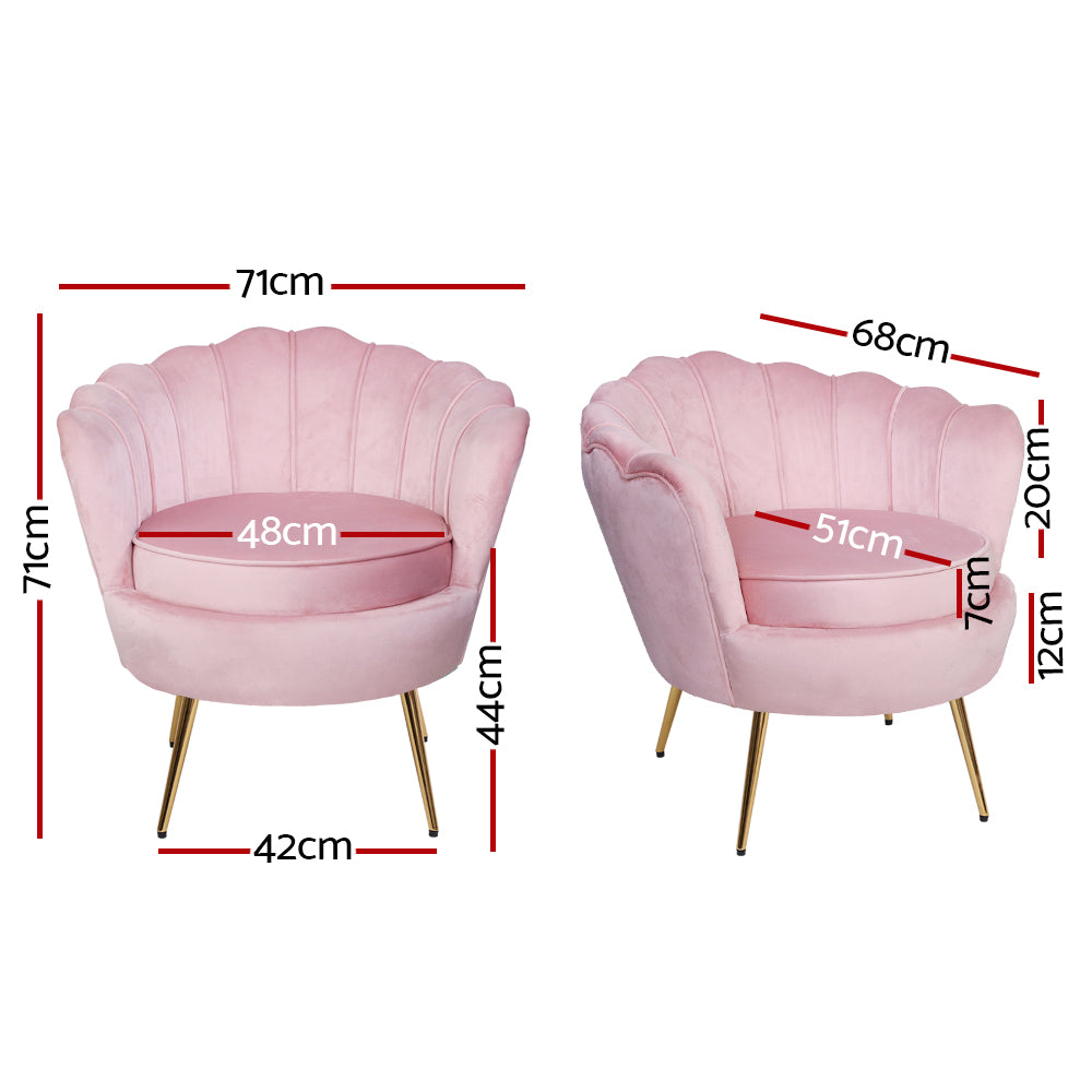 Lounge Chair Retro Single - Velvet Pink