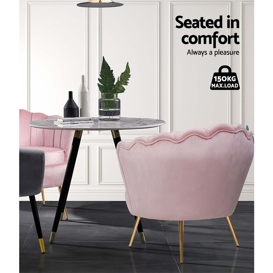 Lounge Chair Retro Single - Velvet Pink