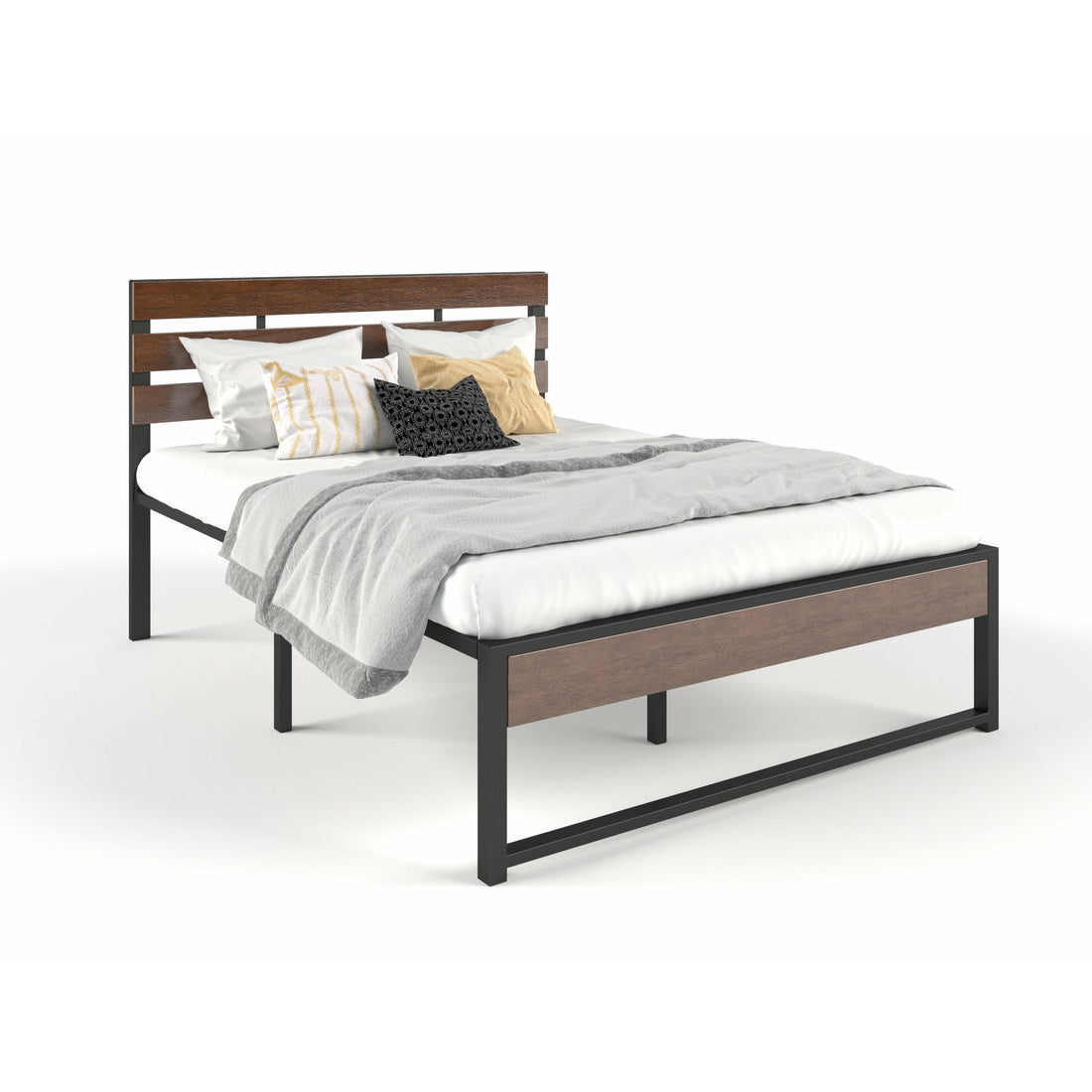 Wooden and Metal Bed Frame - King