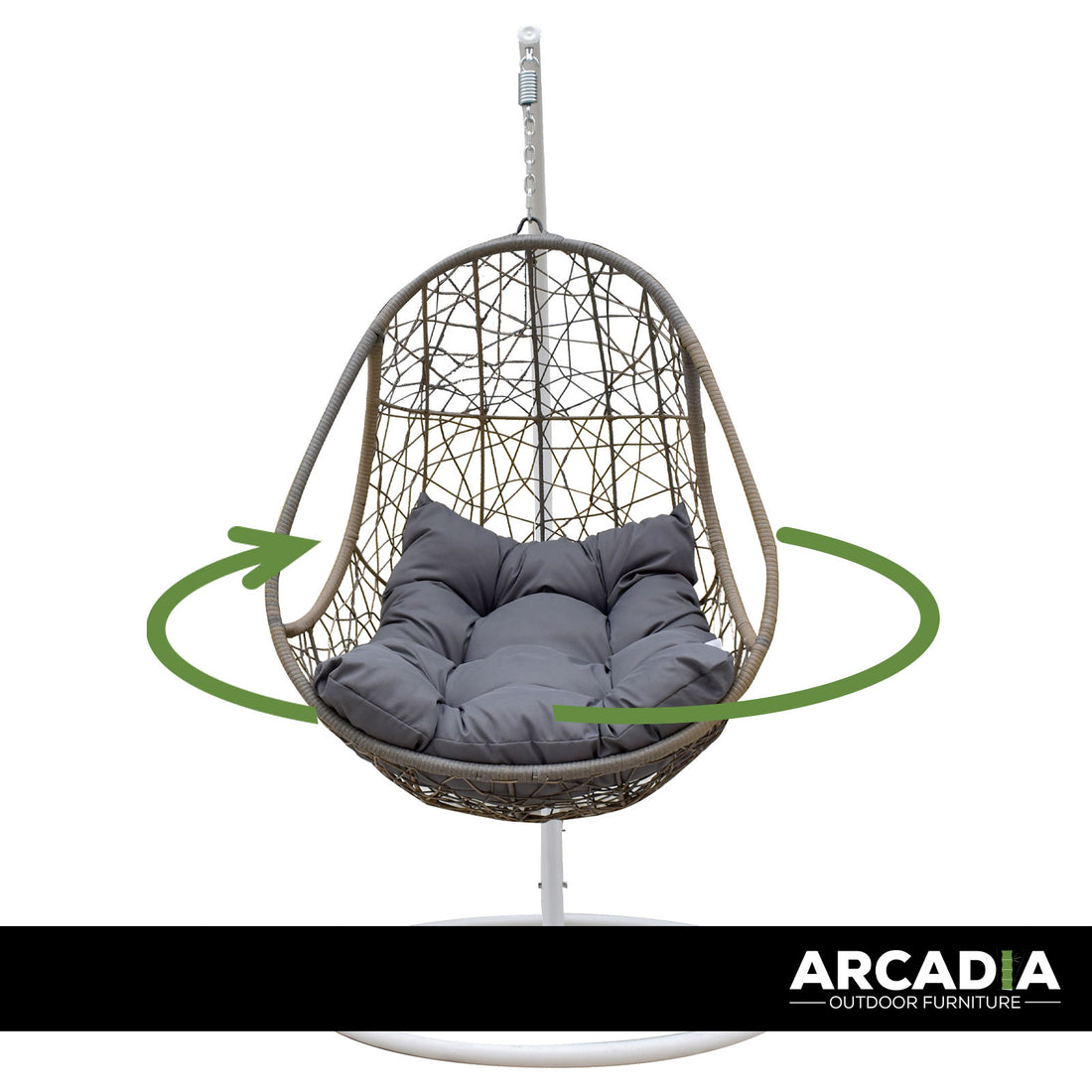 Rocking Egg Chair Swing Lounge Hammock Pod Wicker Curved - Oatmeal and Grey