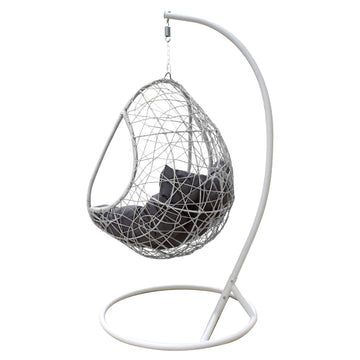 Rocking Egg Chair Swing Lounge Hammock Pod Wicker Curved - White and Grey