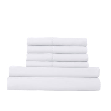 1500 Thread Count 6 Piece Cotton Rich Bedroom Collection Set - King - White