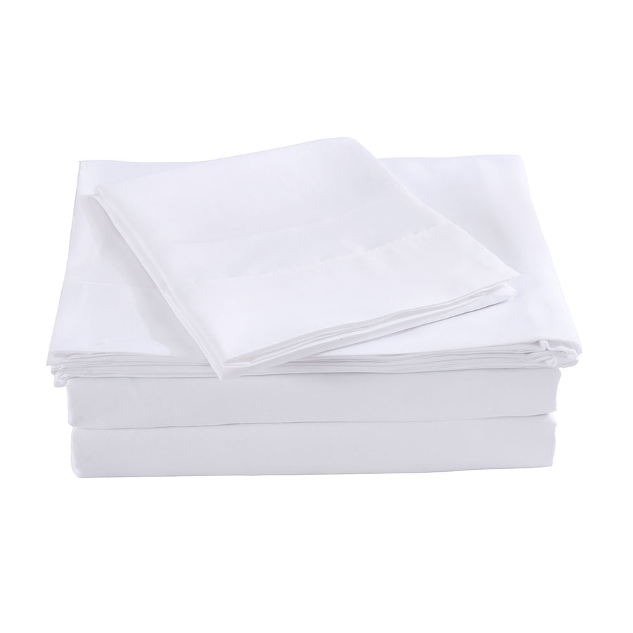 Bamboo Blended Sheet & Pillowcases Set 1000TC Ultra Soft Bedding - White King