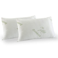 Luxury Bamboo Covered Memory Foam Pillow Twin Pack Hypoallergenic - White