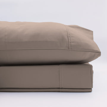 1500 Thread Count Pure Soft Cotton Blend Flat & Fitted Sheet Set Stone Queen