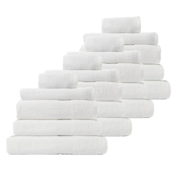20 Piece Cotton Bamboo Towel Bundle Set 450GSM - White