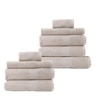9 Piece Cotton Bamboo Towel Bundle Set 450GSM - Beige