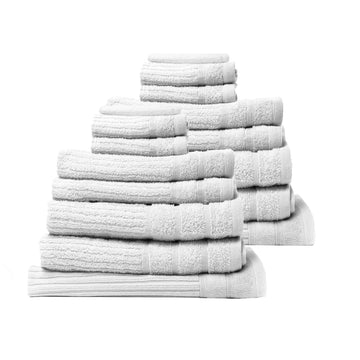 16 Piece Egyptian Cotton Eden Towel Set 600GSM Luxurious Absorbent - White