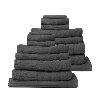 16 Piece Egyptian Cotton Eden Towel Set 600GSM - Granite