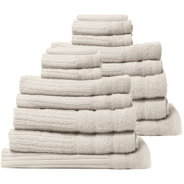 16 Piece Egyptian Cotton Eden Towel Set 600GSM - Beige