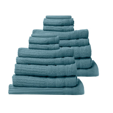 16 Piece Egyptian Cotton Eden Towel Set 600GSM - Turquoise
