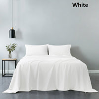 100% Cotton Vintage Sheet Set And 2 Duck Feather Down Pillows - White Queen