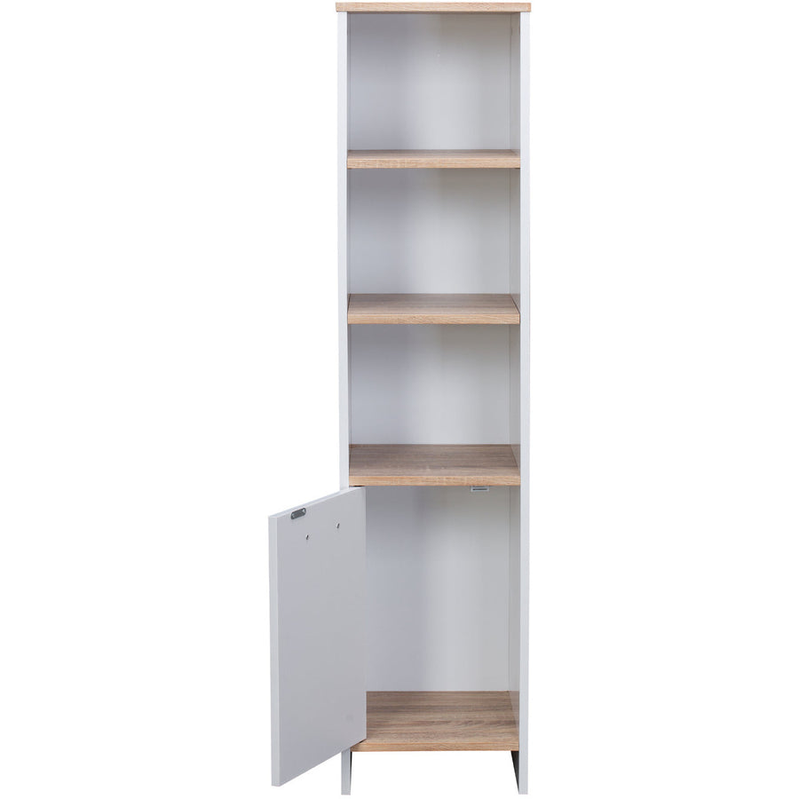 Alto Bathroom Tallboy Narrow High Cabinet With 1 Doors/3 Shelves - Oak/White