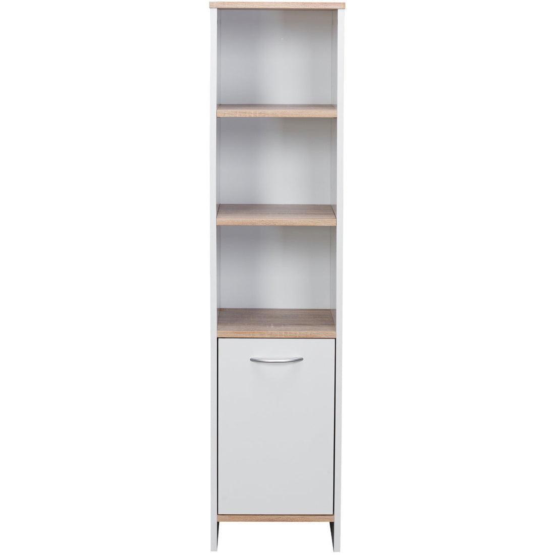 Alto Bathroom Tallboy Narrow High Cabinet With 1 Doors/3 Shelves - Oak/White