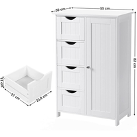 Floor Cabinet with 4 Drawers and Adjustable Shelf White LHC41W