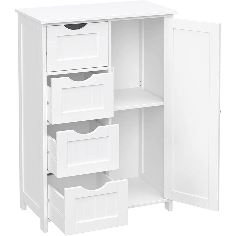 Floor Cabinet with 4 Drawers and Adjustable Shelf White LHC41W