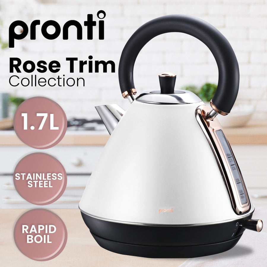 1.7l Rose Trim Collection Kettle - White