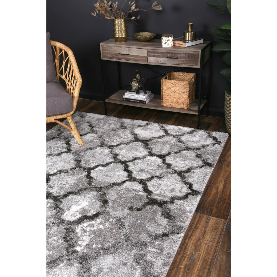 Yuzil Grey Lattice Rug 120x170cm