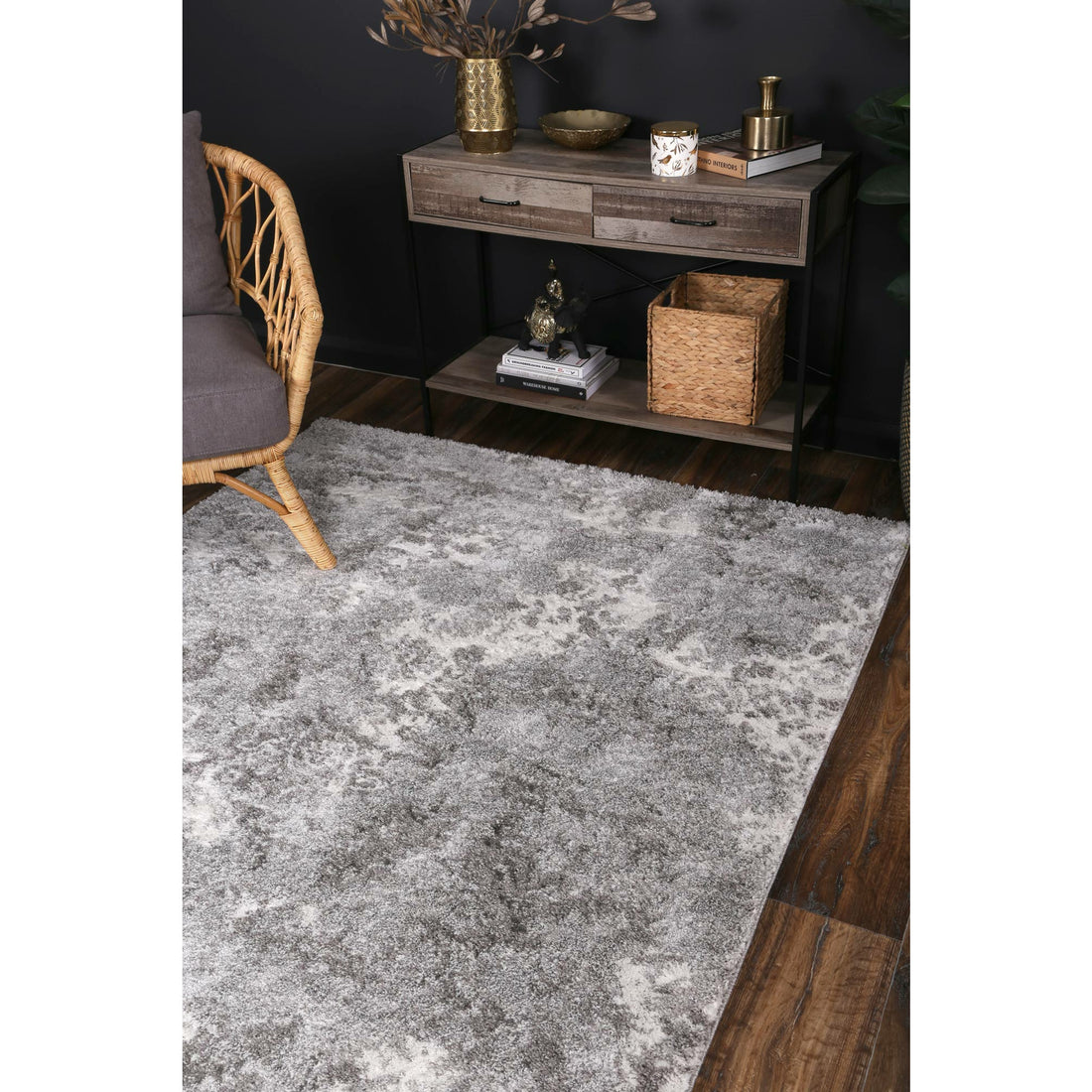 Yuzil Grey Transitional Floral Rug 120x170cm