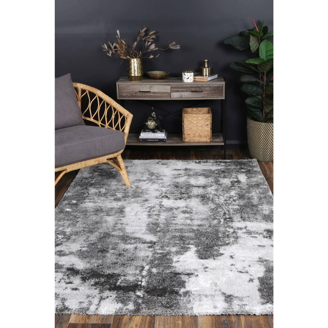 Yuzil White Grey Abstract Rug 160x230cm