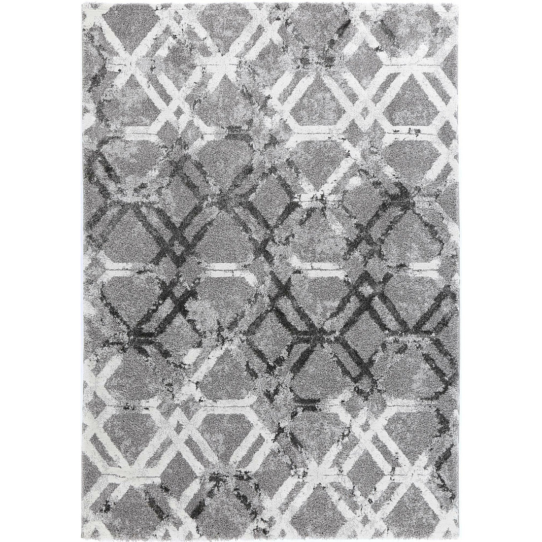 Yuzil Grey White Lattice Rug 160x230cm