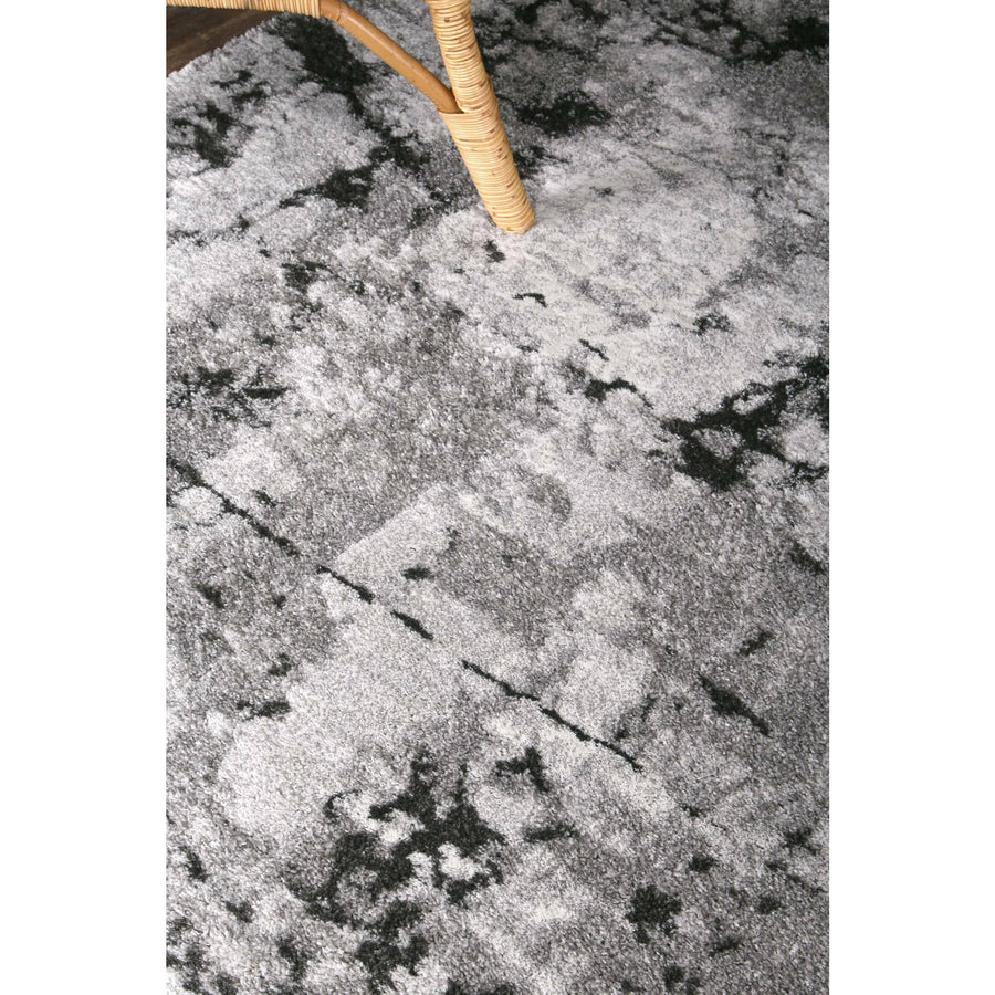 Yuzil Dark Grey Transitional Floral Rug 160x230cm