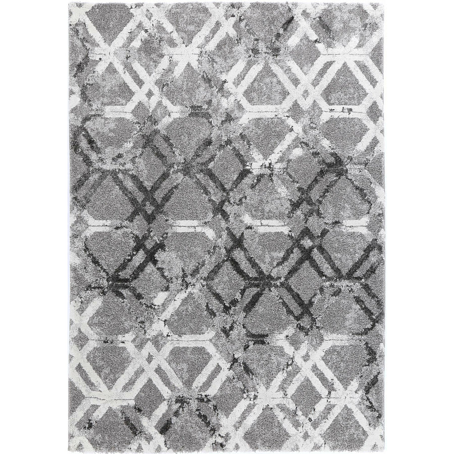 Yuzil Grey White Lattice Rug 200x290cm