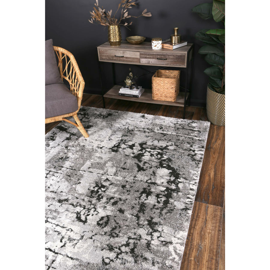 Yuzil Dark Grey Transitional Floral Rug 200x290cm